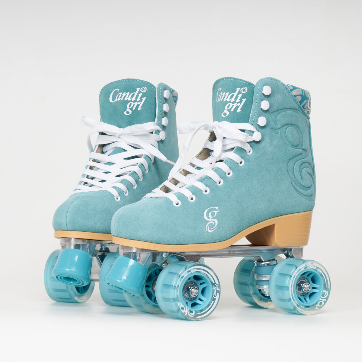 Top Candi GRL Carlin Blue Suede Roller Skates, Women's Size 8