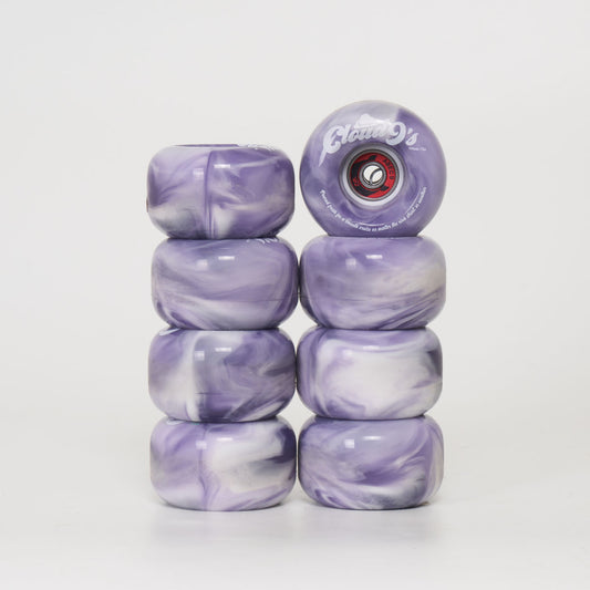 Chaya Cloud 9 62mm/78a Wheels -  Purple / White Swirl + WKD Abec 9 Bearings (8 Set)