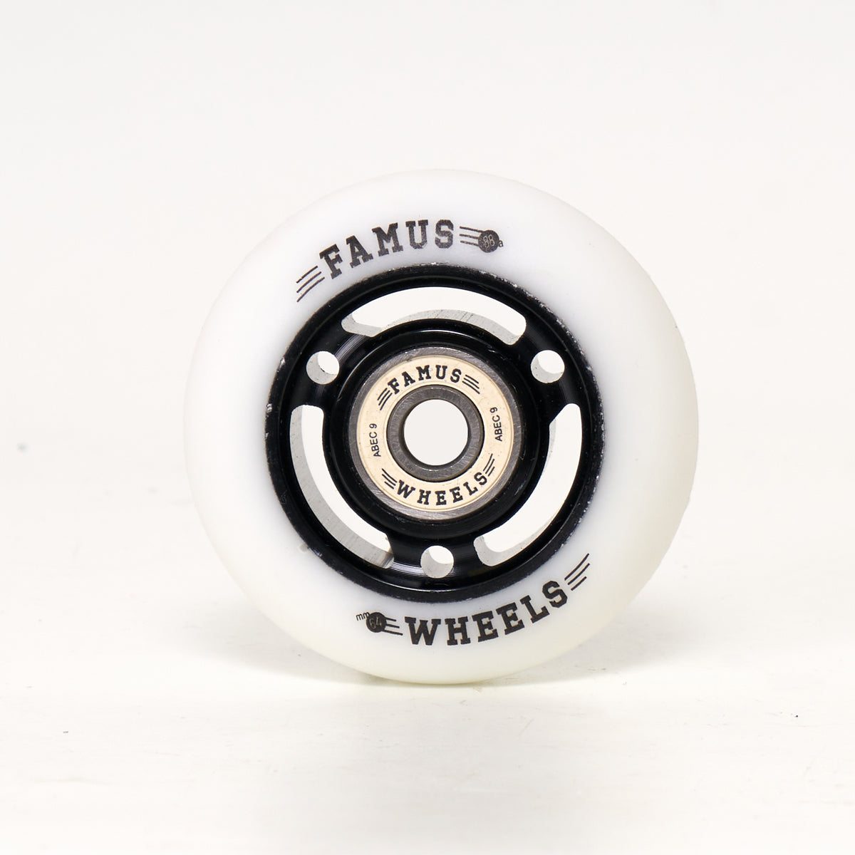 Famus Metal Core 64mm 88a White/Black Wheels - Inc. Bearings (Singles)