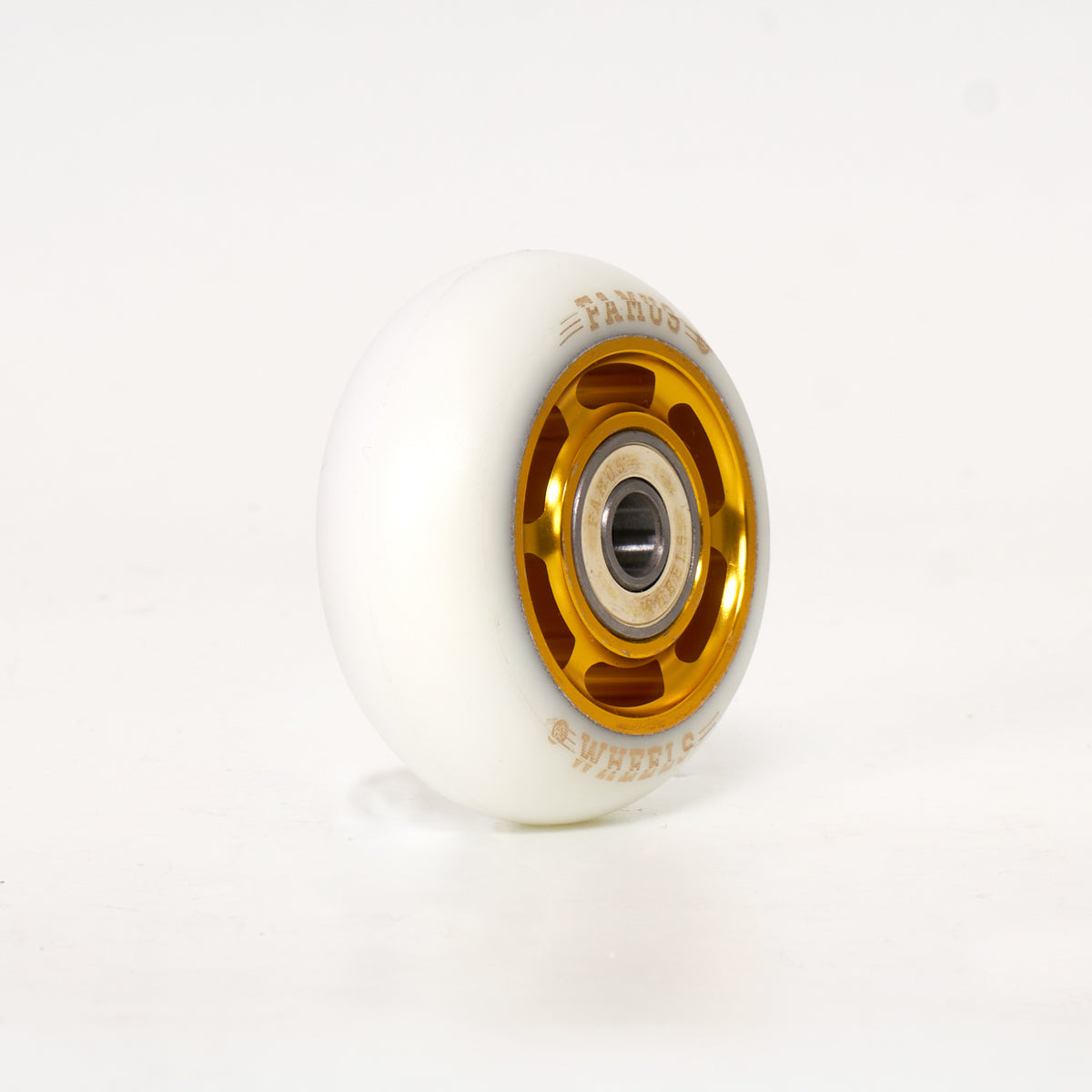 Famus Metal Core 60mm 92a White/Gold Wheels - Inc. Bearings (Singles)