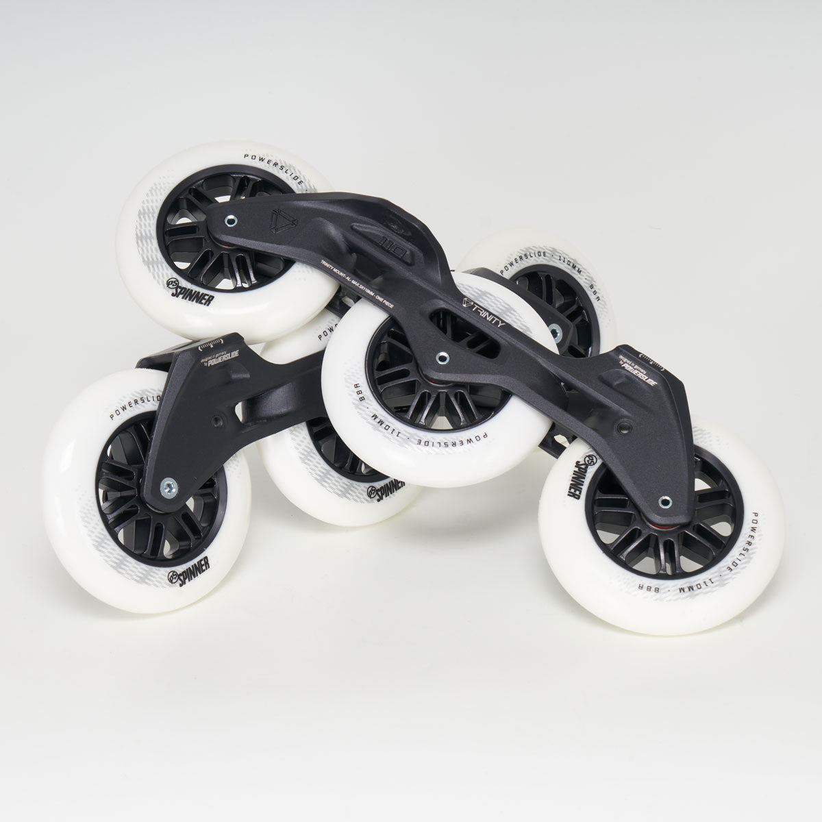 Powerslide Elite Casted COMPLETE Frame, Trinity mount, 3x110, 243mm length,  Black w. White wheels