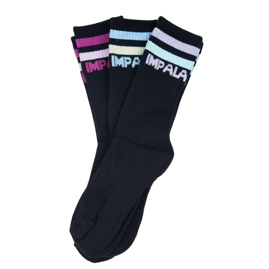 Impala Crew Socks Stripe Black - (3 Pack)